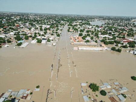 Aerial view of the affected community