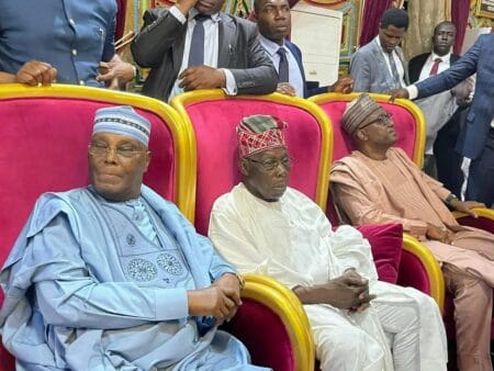 Atiku, Obasanjo and Tajudden Abbas at the wedding