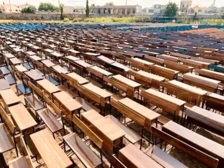 Cross section of the desks distributed to schools