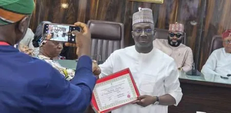 INEC presents certificate of return to Edo governor-elect, deputy Edo govrnor elect, Sen. Monday Okpebholo