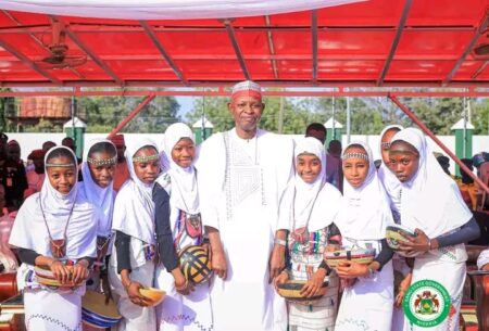 Gov Yusuf and some of the pupils