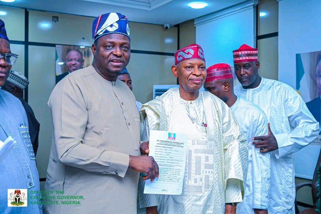 Governor Abba Kabir Yusuf and APC National Chairman, Nentawe Yilwatda,