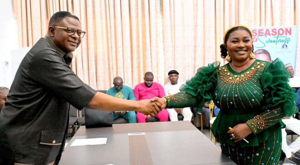 Governor Bassey Otu and one of the perm sect