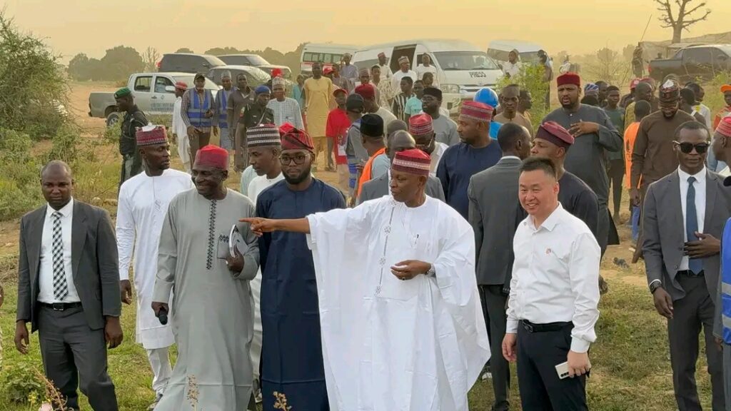 Governor Yusuf at Tamburawa Water Treatment Plant for inspection
