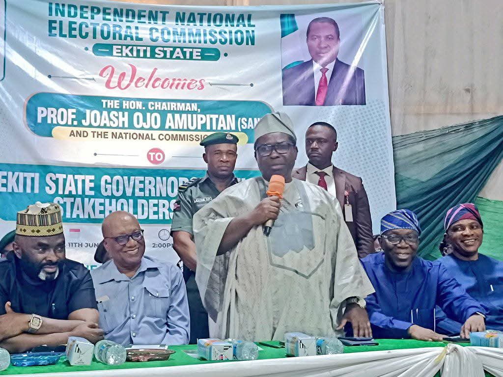 Ekiti Poll: INEC reaffirms readiness, charges parties, communities on peaceful election. Prof. Joash Amupitan