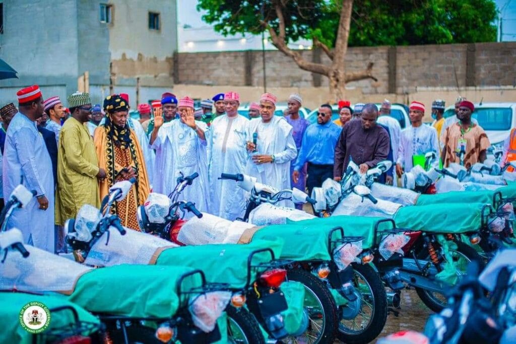 The motorcycles distributed to support healthcare