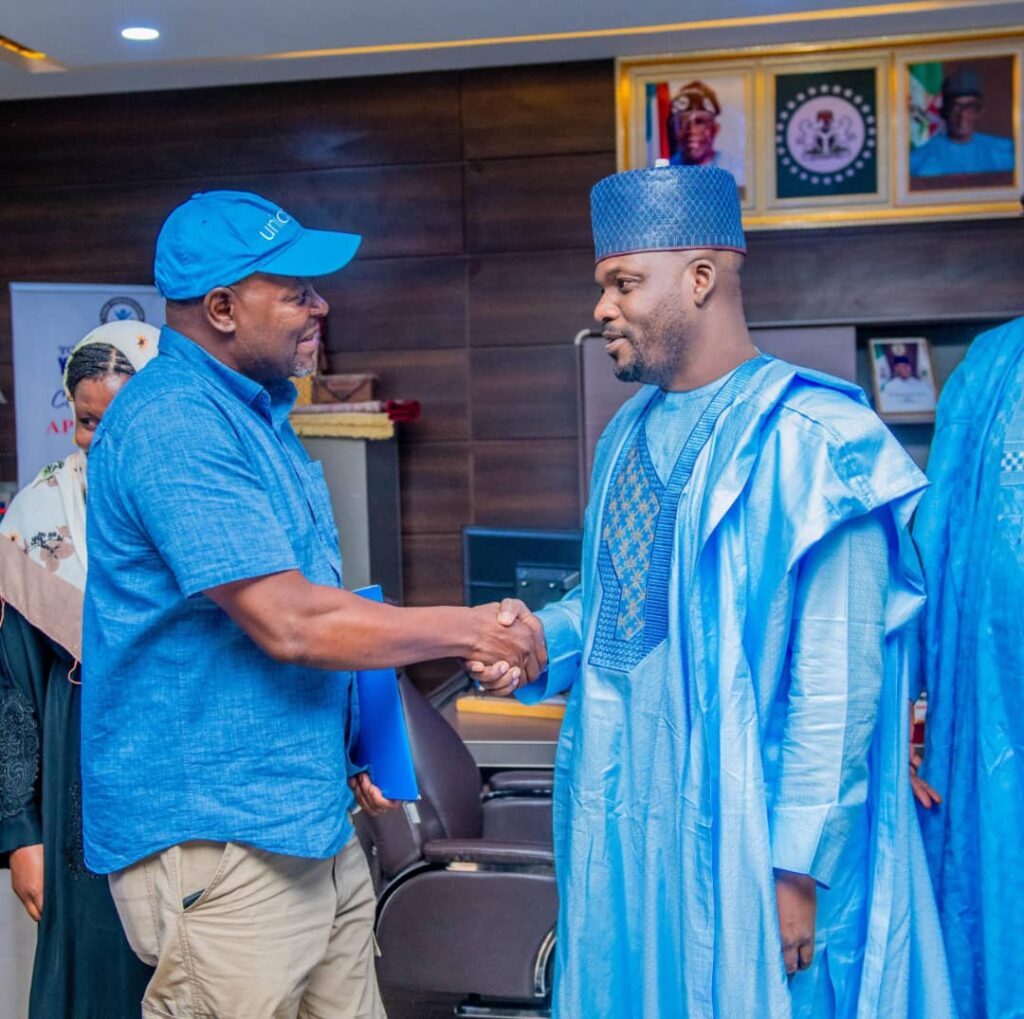 UNICEF Chief of Field Office, Maiduguri, Mr. Francis Butucci and Secretary to the State Government (SSG), Dr. Mohammed Goje.